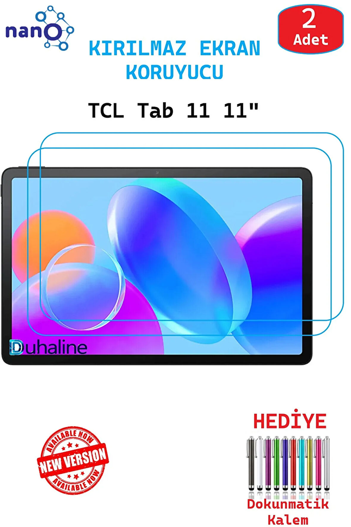 2 ADET TCL NXTPAPER 11-TAB 11 Tablet İçin Tam Uyumlu Ekran Koruyucu Cam Nano HD Esnek Kırılmaz