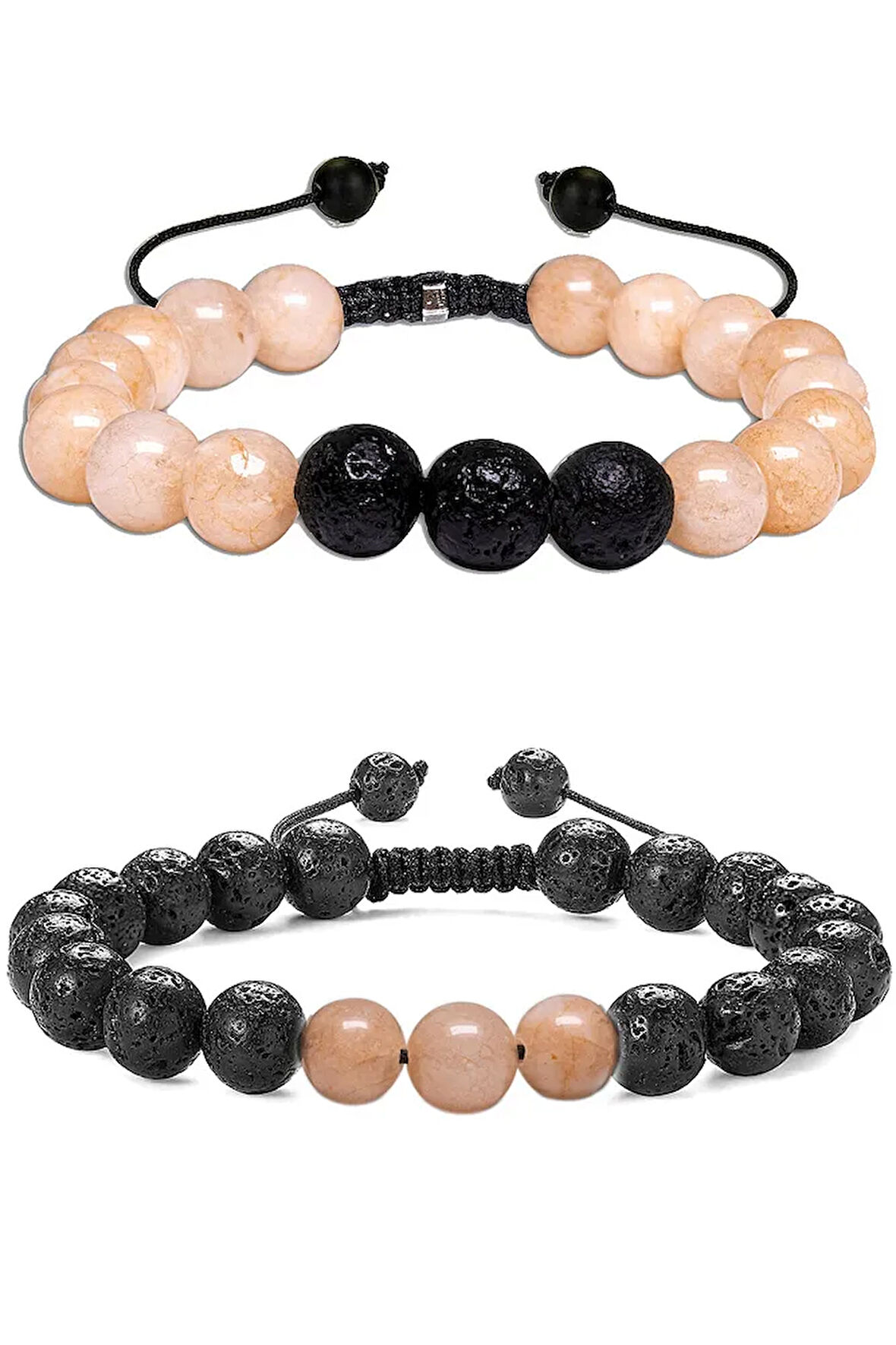 Sertifikalı Doğal Lav - Güneş Taşı Bileklik Seti