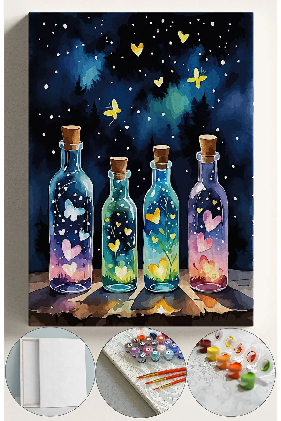 Sayılarla Boyama Seti Numaralı Tuval Fırça Boya 40x50 Cm - Dilek şişesi