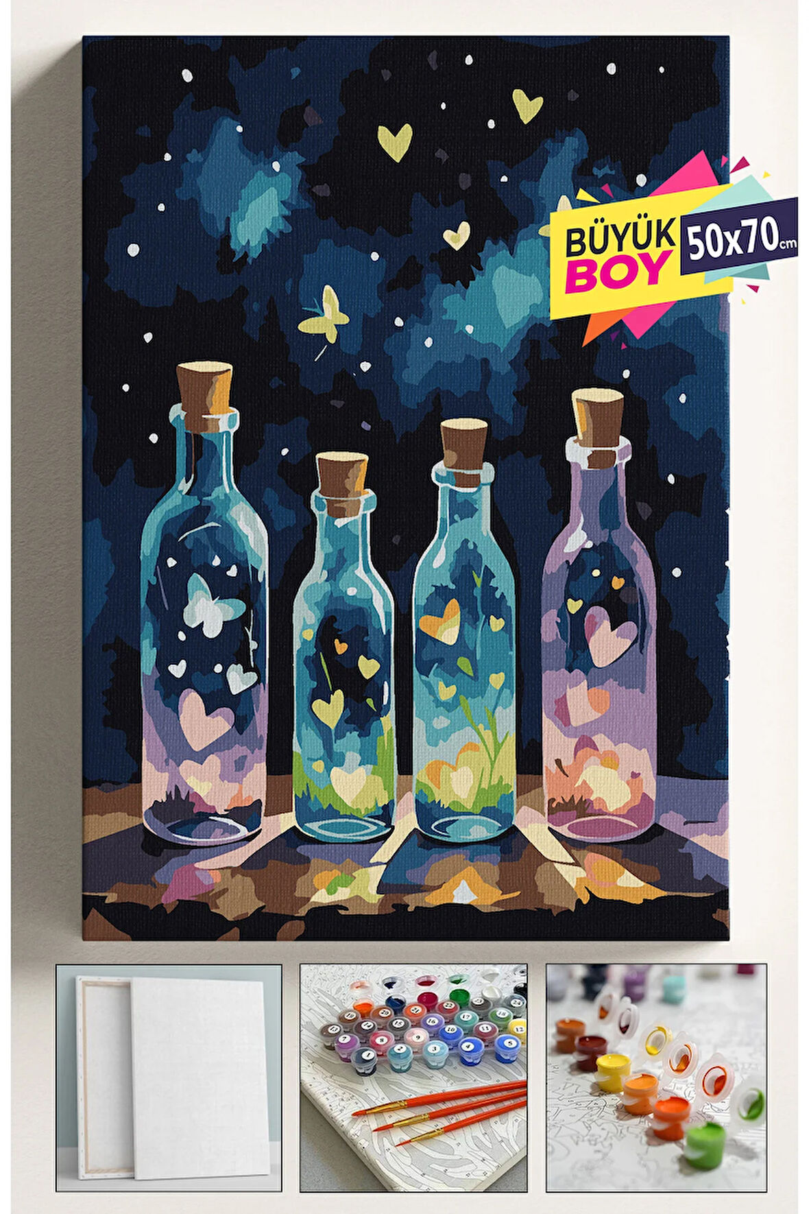 Sayılarla Boyama Seti Numaralı Tuval Fırça Boya Dahil Kasnaklı Set 50x70 Cm - DİLEK ŞİŞESİ