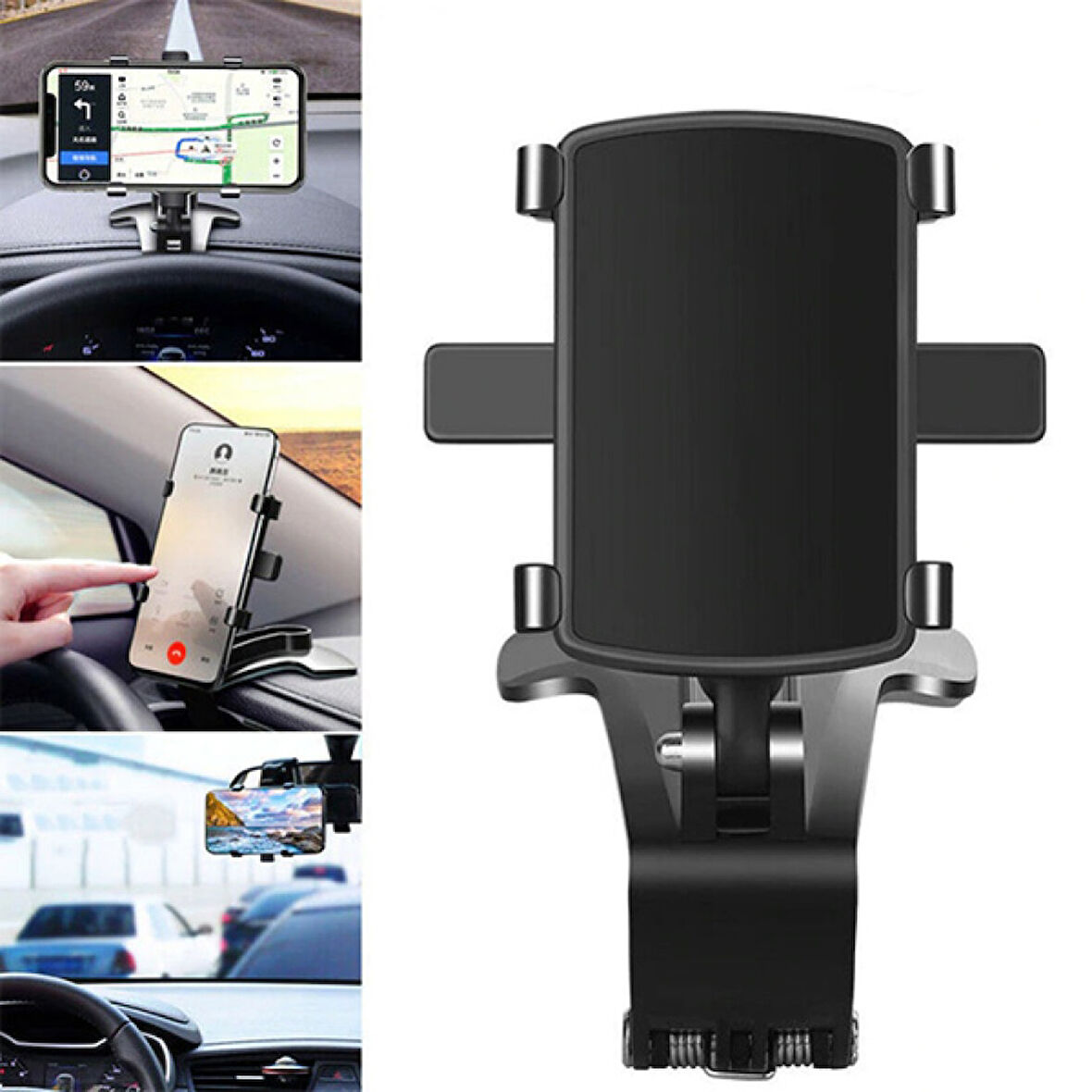 Universal 360 Dönerli Mouth Oto-Araç Torpido Uzeri Telefon Tutucu (Siyah)