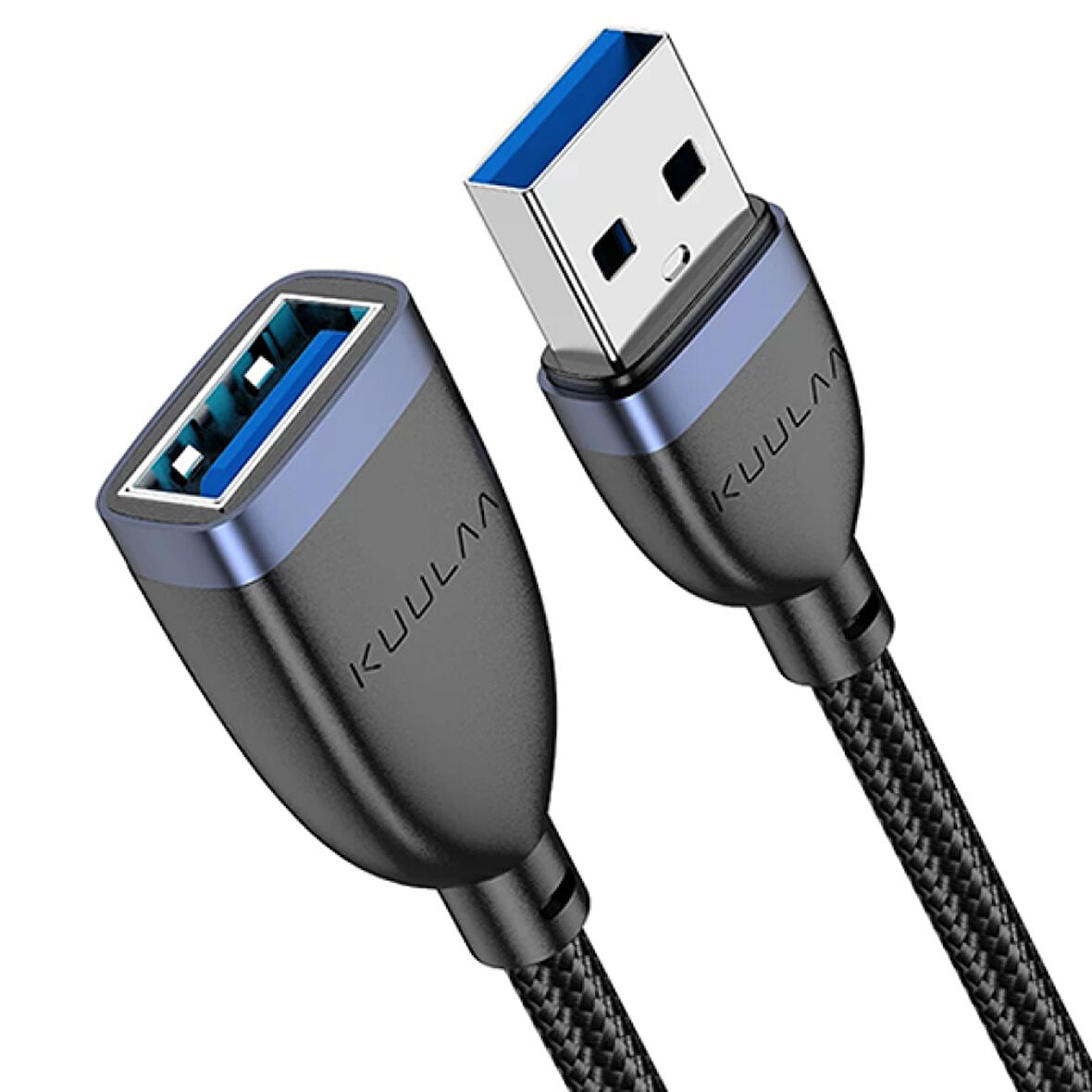 KUULAA USB3.0 2A Male to Female 15cm Dişi-Erkek Dönüştürücü Kablo (Siyah)