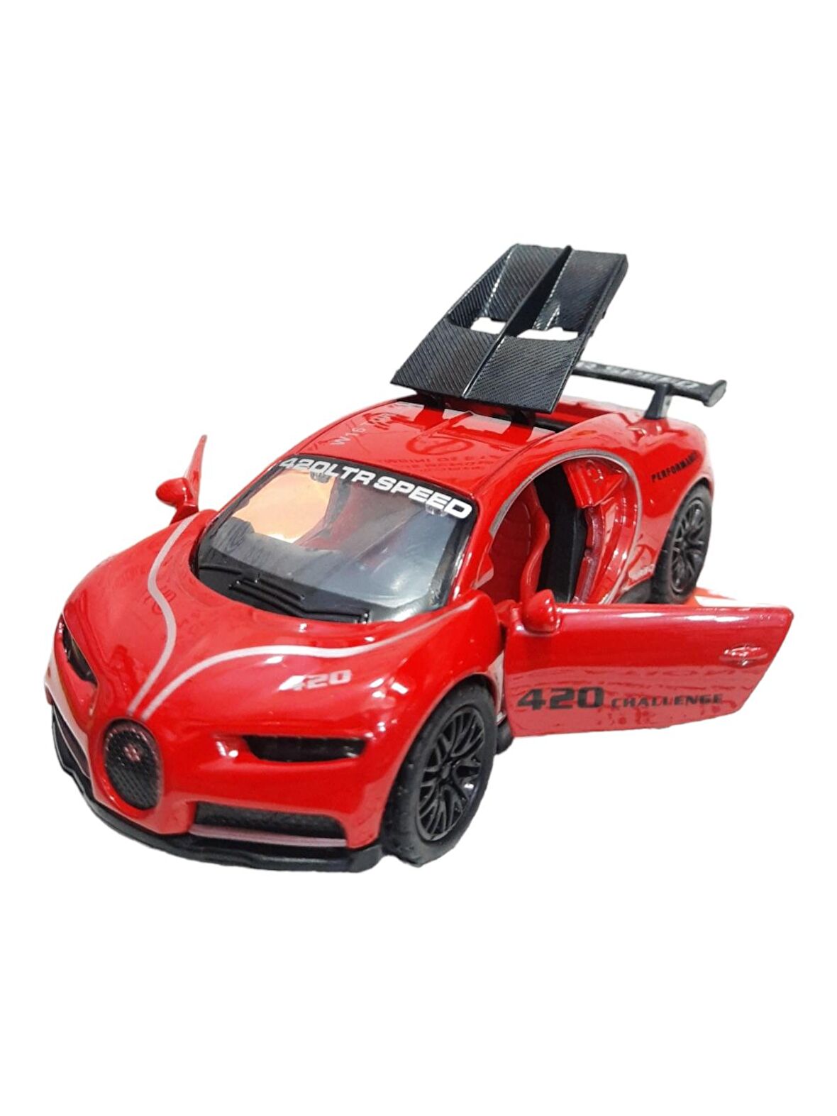Metal Model Araba Kapıları Açılır Kapanır Çek Bırak Hareket Edebilen Lüks Araç kırmızı bugatti