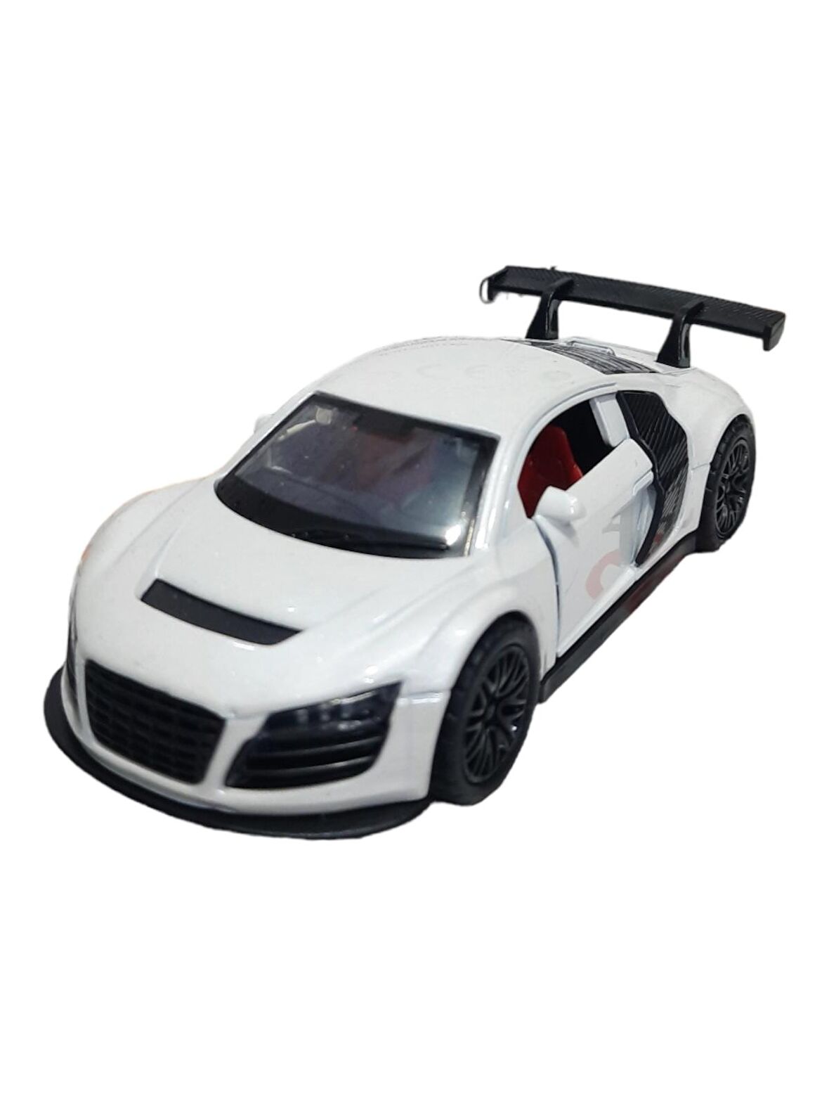 Metal Model Araba Kapıları Açılır Kapanır Çek Bırak Hareket Eden Araç Beyaz Audi R8