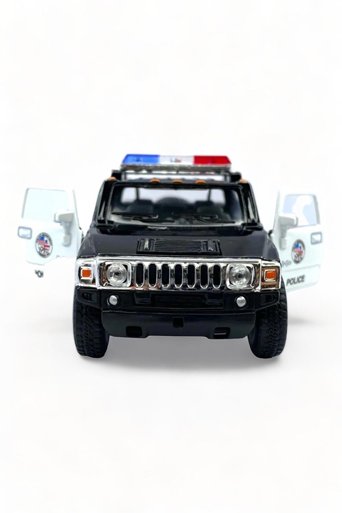 Metal Model Hummer Orjinal Lisanslı Die-Cast Araç 1,36 Çek Bırak Kapı Aç Kapa Hummer H2 Polis