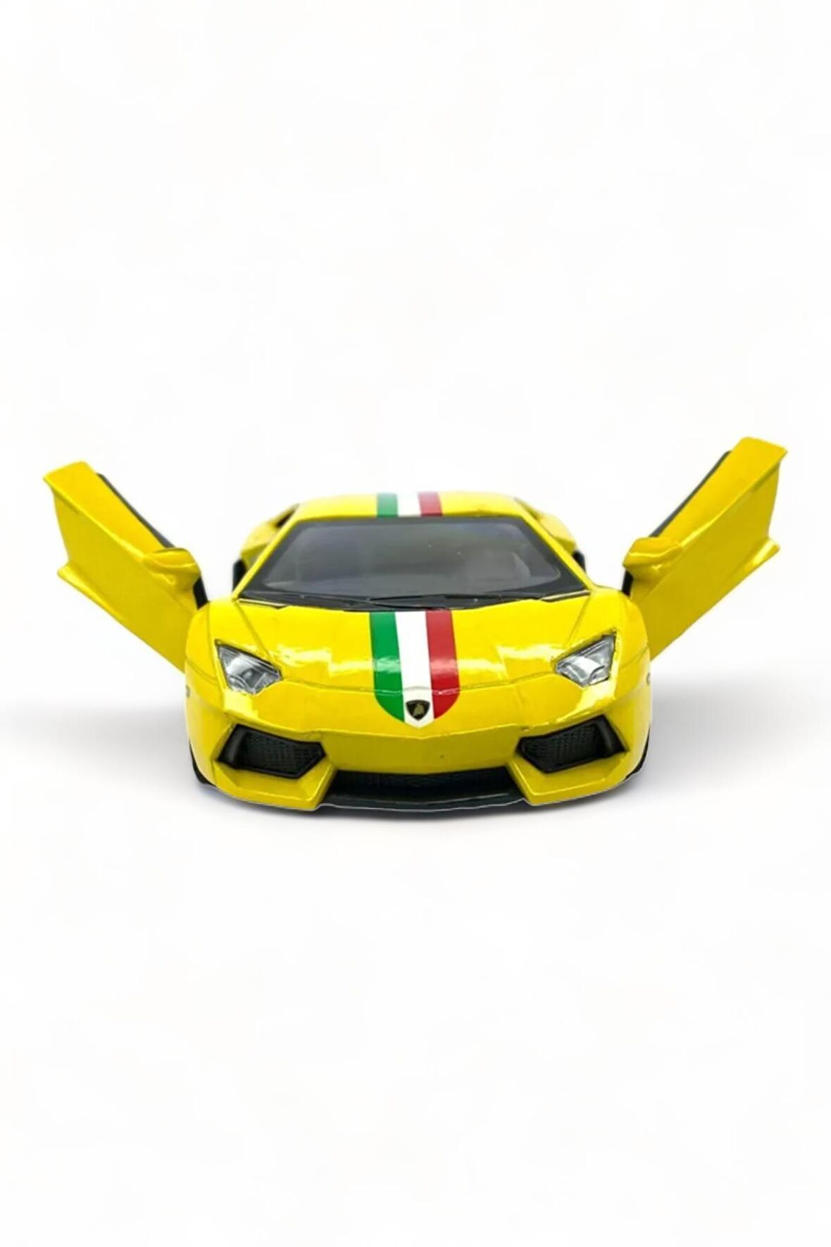 Lamborghini Aventador Şeritli Model Araba 1,36 Ölçek Lisanslı Çek Bırak Araba Sarı
