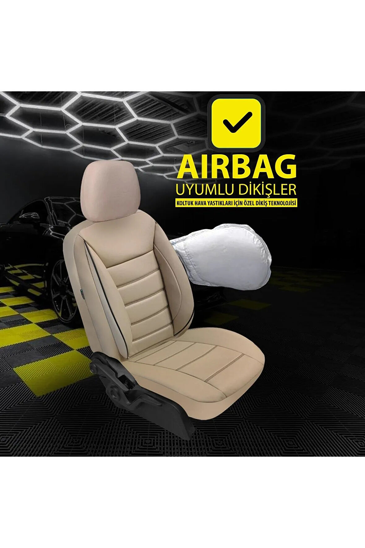 KZY UNİVERSAL BEJ JET DERİ Opel Corsa B Uyumlu Oto Koltuk Kılıfı