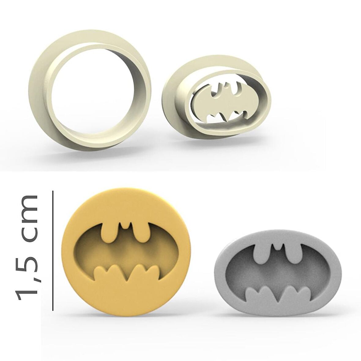 Batman Kurabiye, Bisküvi, Kolye Ucu, Mühür Kalıp Seti - 1,5 cm