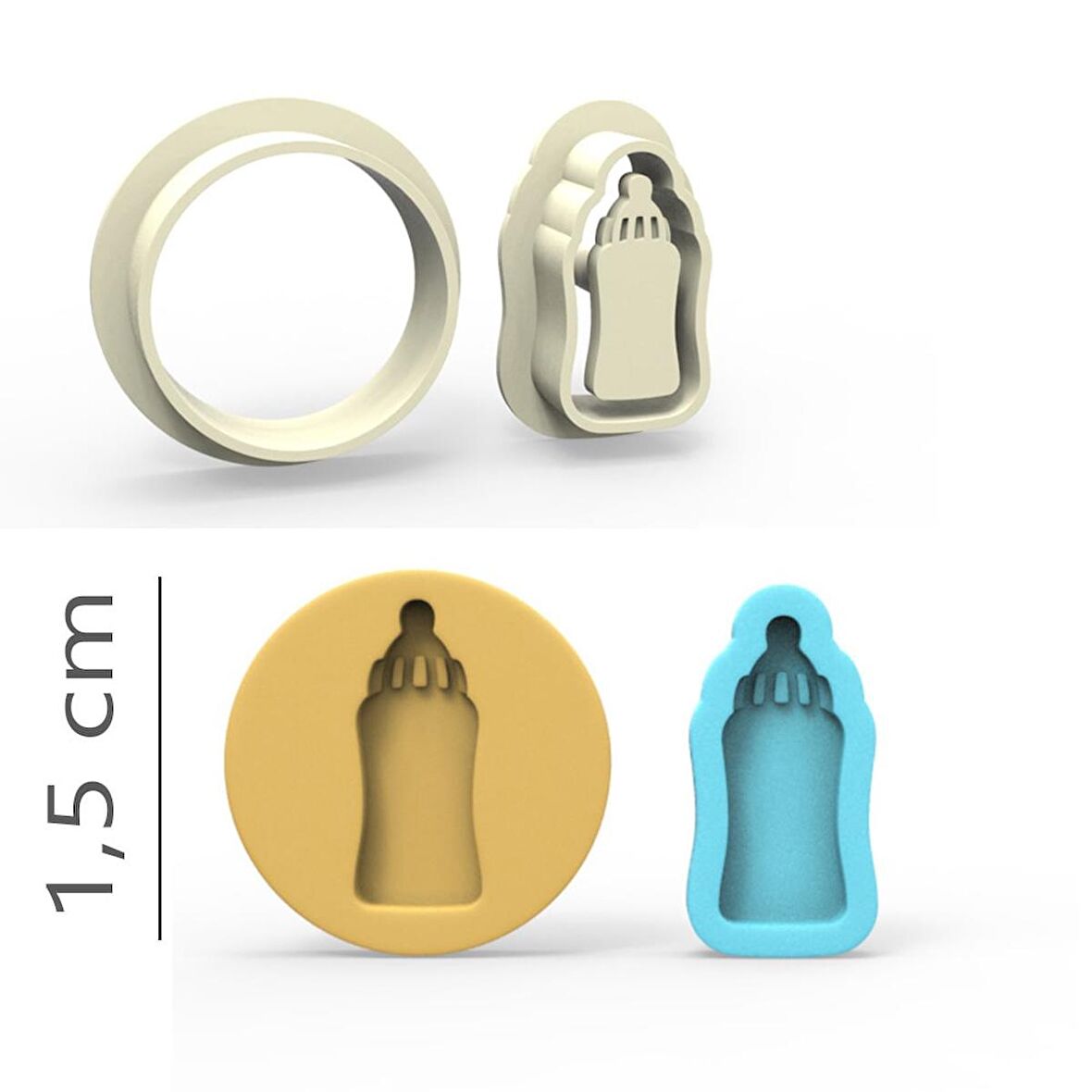 Biberon Kurabiye, Bisküvi, Kolye Ucu, Mühür Kalıp Seti - 1,5 cm