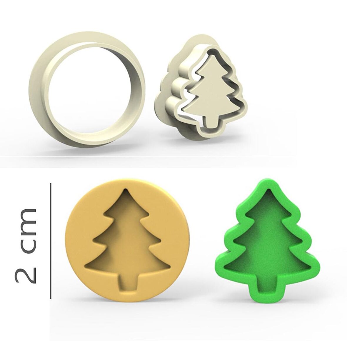 Çam Kurabiye, Bisküvi, Kolye Ucu, Mühür Kalıp Seti - 2 cm