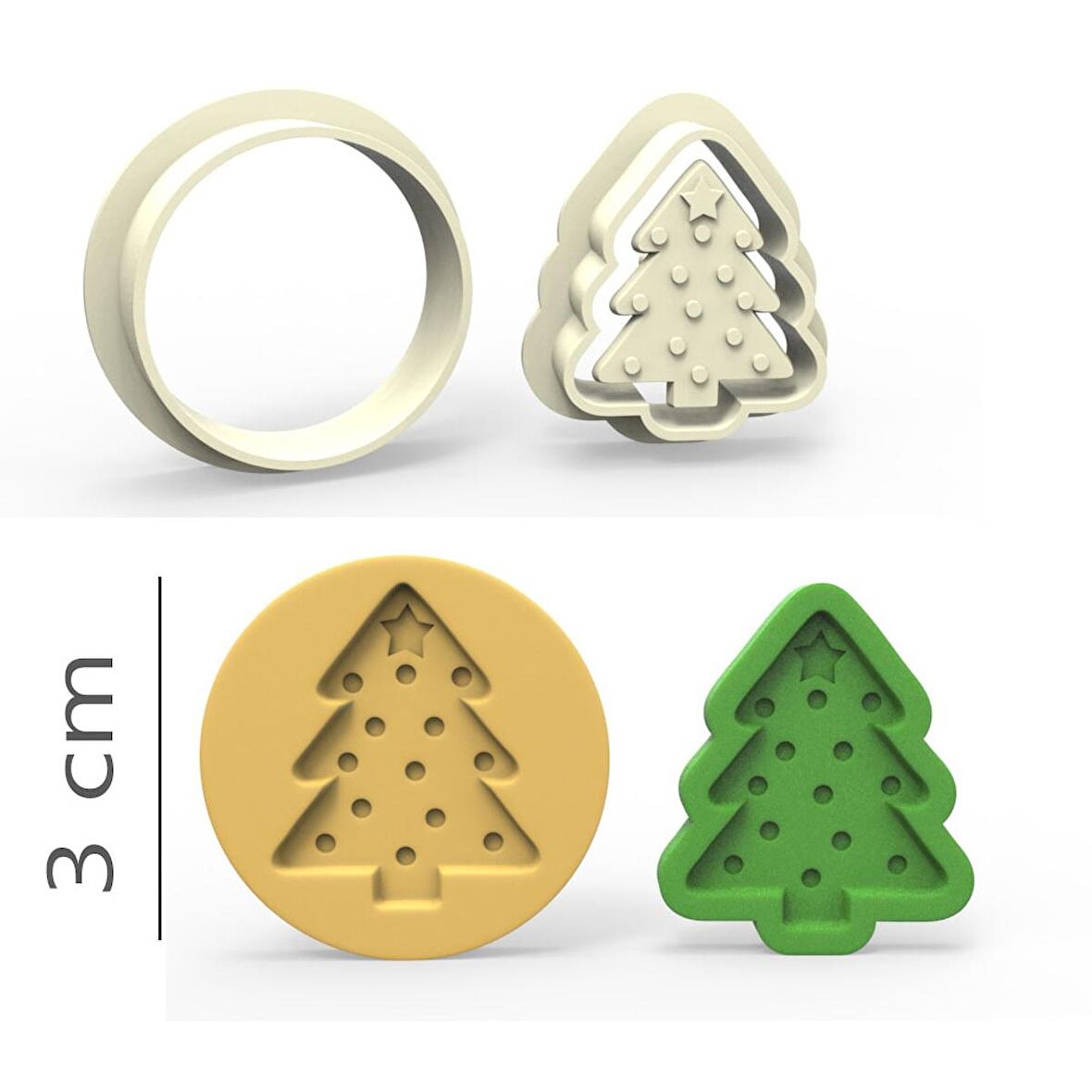 Çam Kurabiye, Bisküvi, Kolye Ucu, Mühür Kalıp Seti - 3 cm