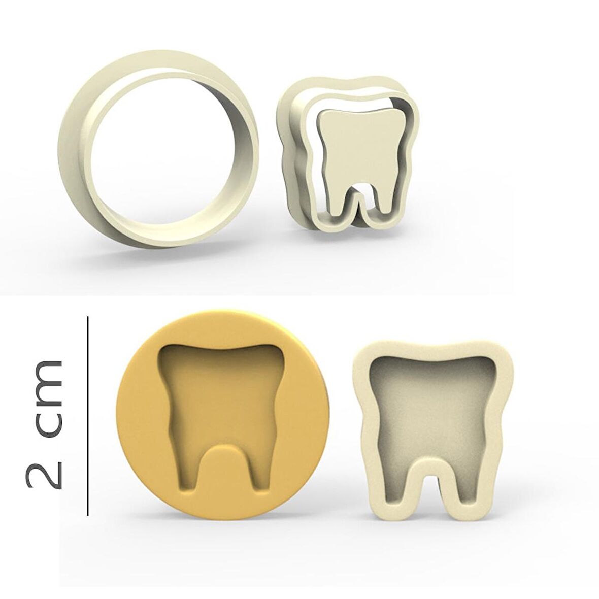 Diş Kurabiye, Bisküvi, Kolye Ucu, Mühür Kalıp Seti - 2 cm