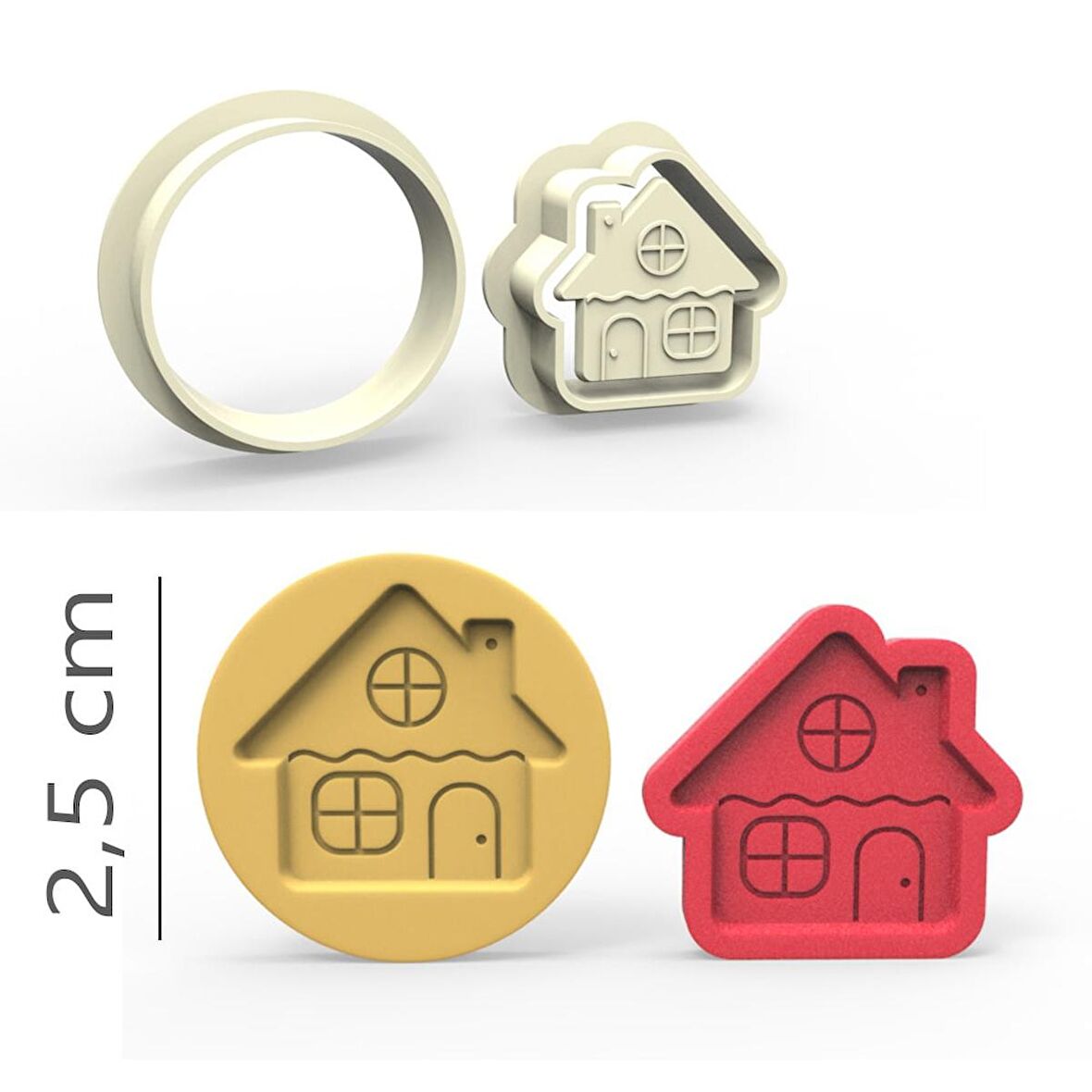 Ev Kurabiye, Bisküvi, Kolye Ucu, Mühür Kalıp Seti - 2,5 cm