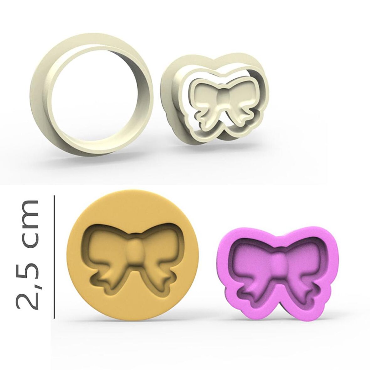 Fiyonk Kurabiye, Bisküvi, Kolye Ucu, Mühür Kalıp Seti - 2,5 cm