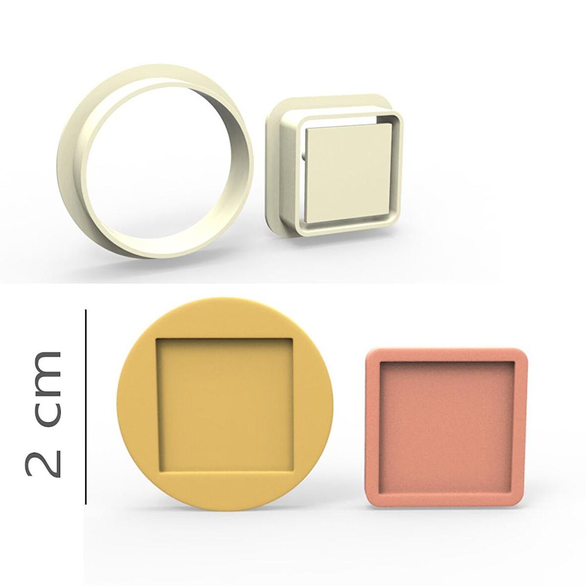 Kare Kurabiye, Bisküvi, Kolye Ucu, Mühür Kalıp Seti - 2 cm