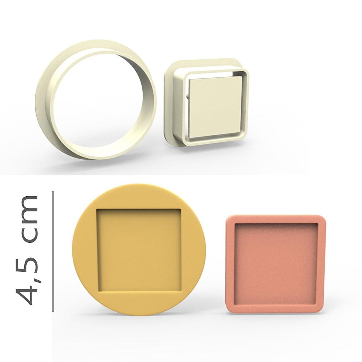 Kare Kurabiye, Bisküvi, Kolye Ucu, Mühür Kalıp Seti - 4,5 cm