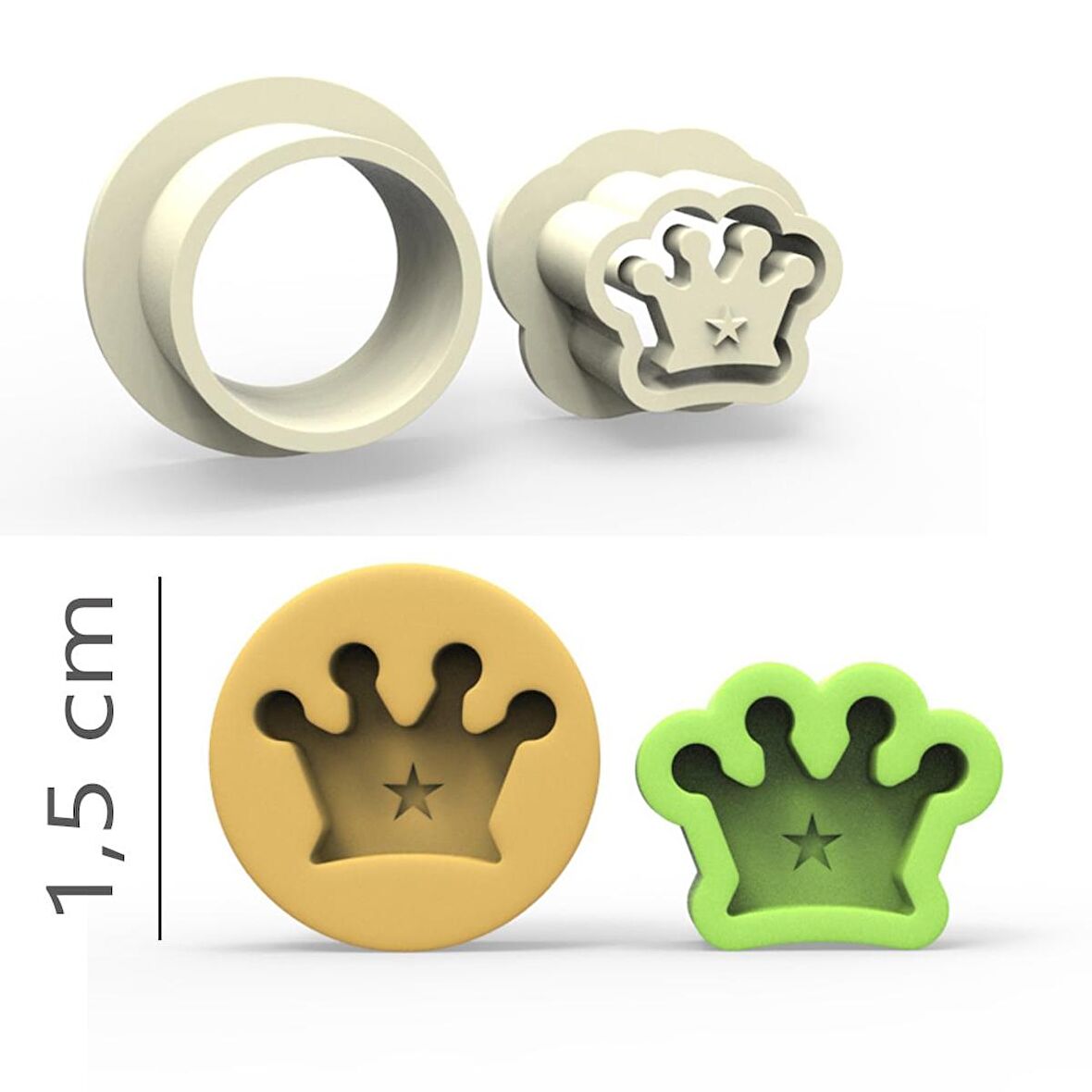 Kral Kurabiye, Bisküvi, Kolye Ucu, Mühür Kalıp Seti - 1,5 cm