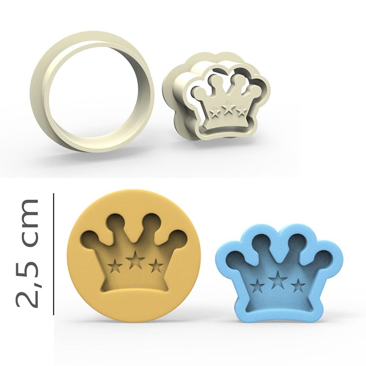 Kral Kurabiye, Bisküvi, Kolye Ucu, Mühür Kalıp Seti - 2,5 cm