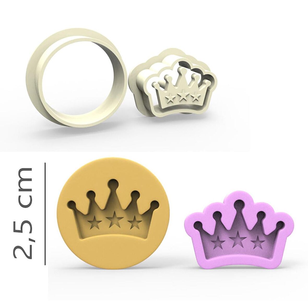Kraliçe Kurabiye, Bisküvi, Kolye Ucu, Mühür Kalıp Seti - 2,5 cm