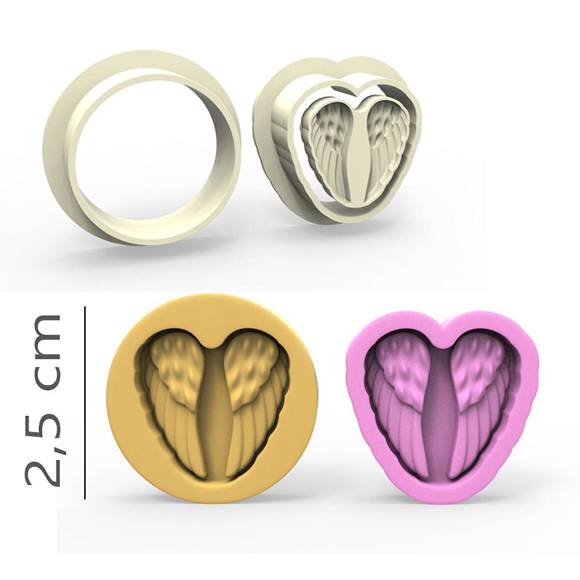 Melek Kurabiye, Bisküvi, Kolye Ucu, Mühür Kalıp Seti - 2,5 cm