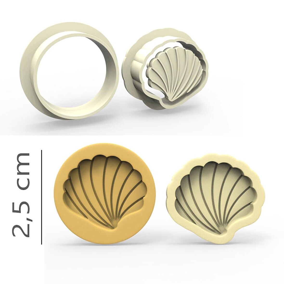 Midye Kurabiye, Bisküvi, Kolye Ucu, Mühür Kalıp Seti - 2,5 cm