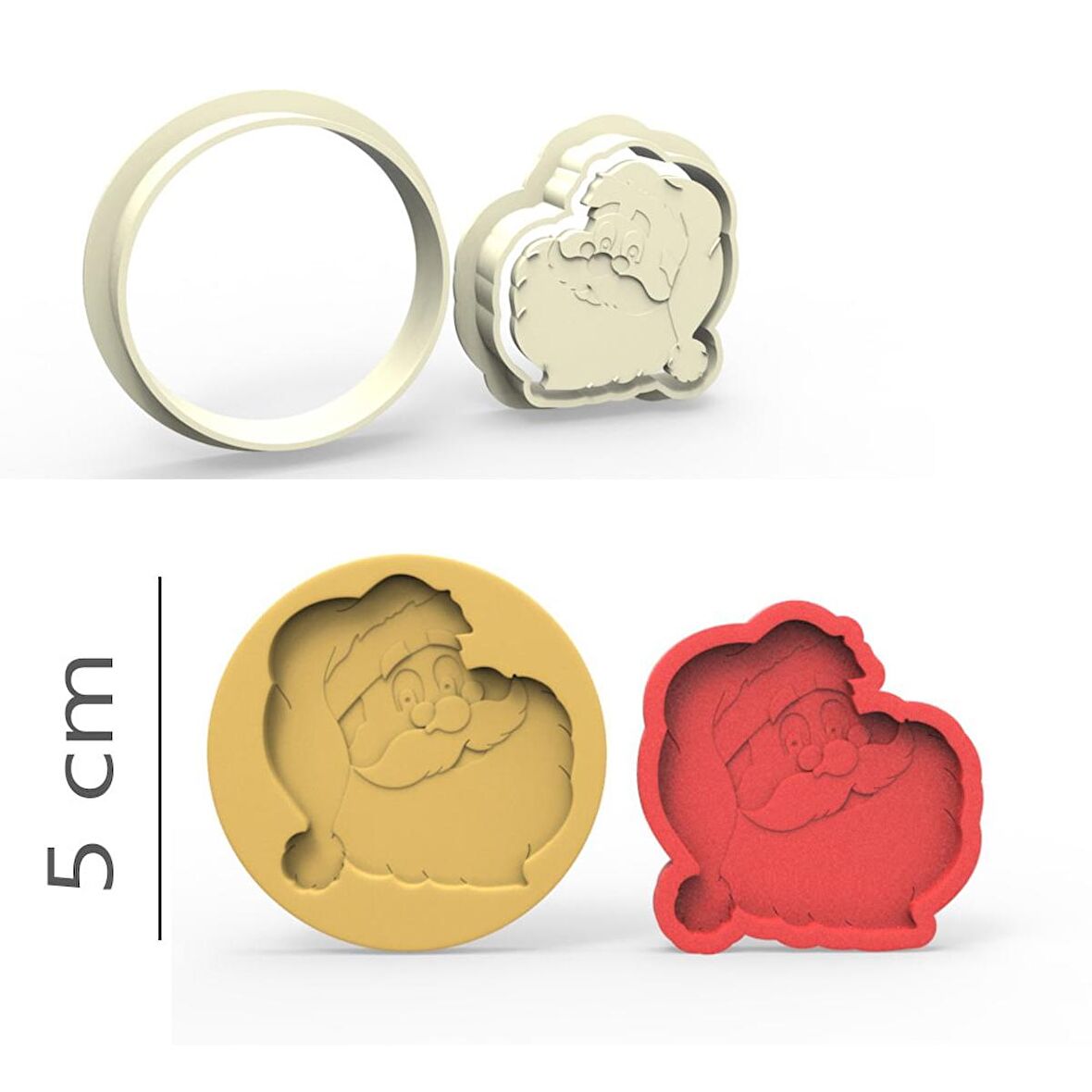 Noel Baba Kurabiye, Bisküvi, Kolye Ucu, Mühür Kalıp Seti - 5 cm