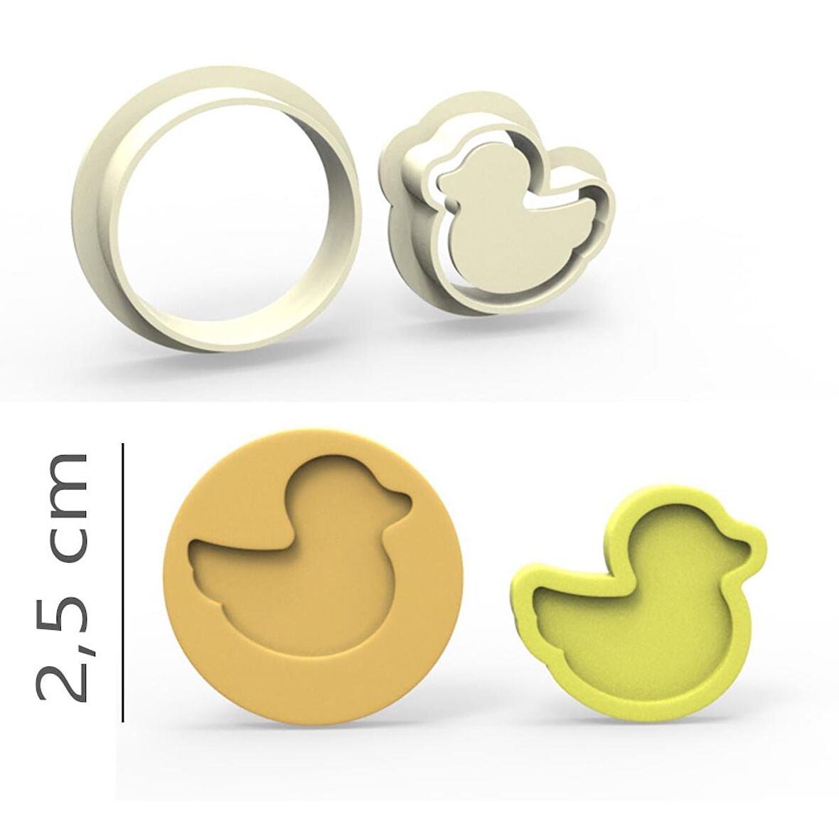 Ördek Kurabiye, Bisküvi, Kolye Ucu, Mühür Kalıp Seti - 2,5 cm