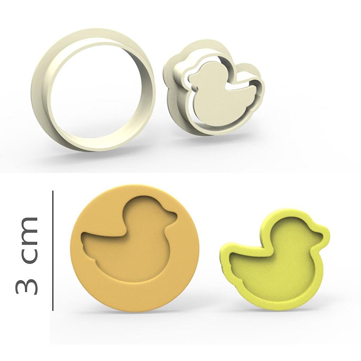 Ördek Kurabiye, Bisküvi, Kolye Ucu, Mühür Kalıp Seti - 3 cm