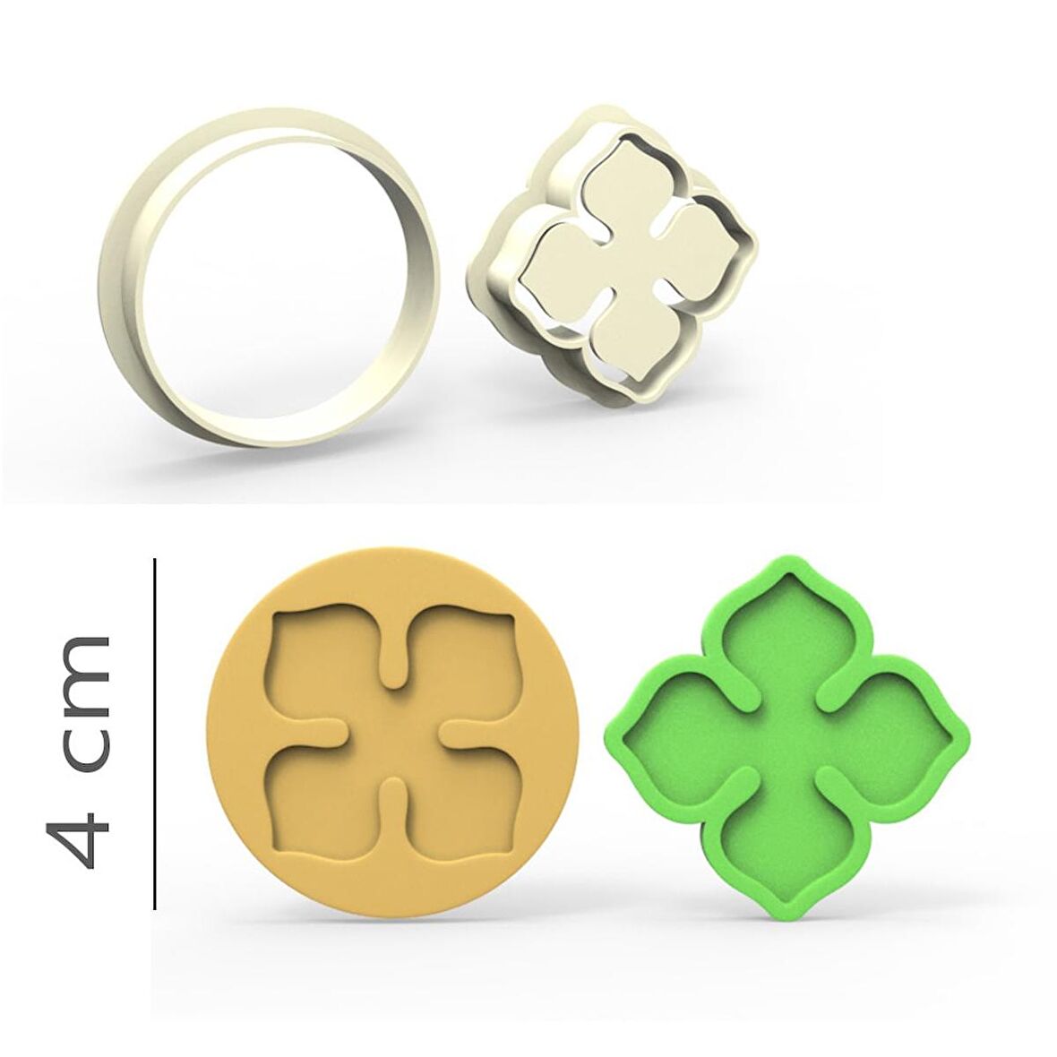 Ortanca Kurabiye, Bisküvi, Kolye Ucu, Mühür Kalıp Seti - 4 cm