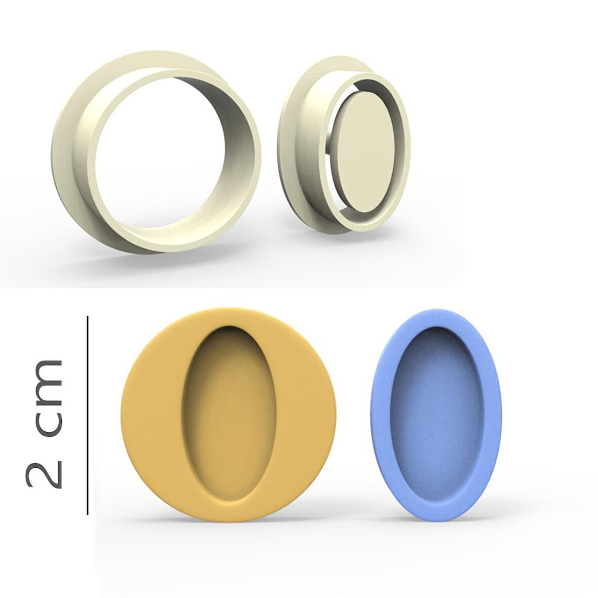 Oval Kurabiye, Bisküvi, Kolye Ucu, Mühür Kalıp Seti - 2 cm