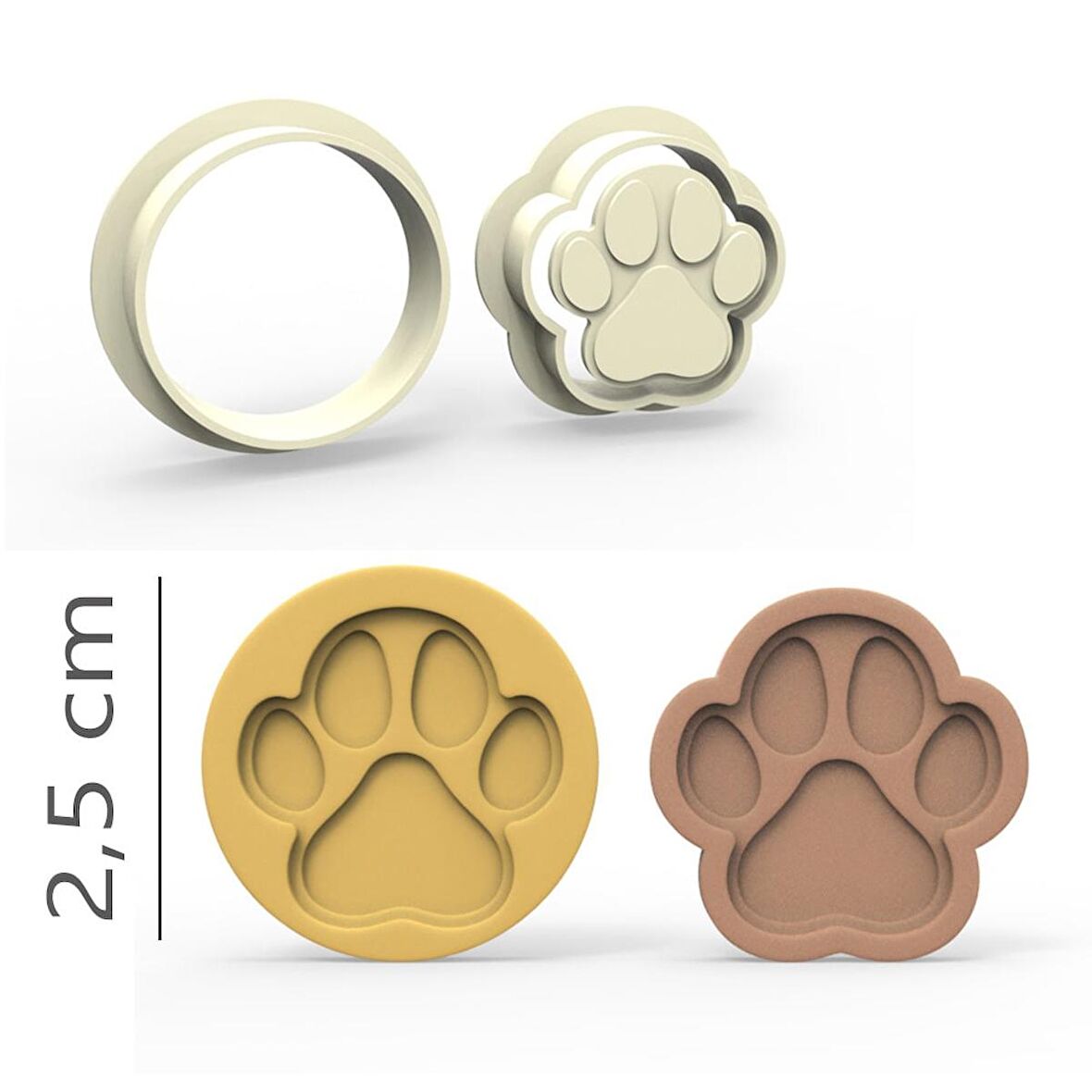 Pati Kurabiye, Bisküvi, Kolye Ucu, Mühür Kalıp Seti - 2,5 cm