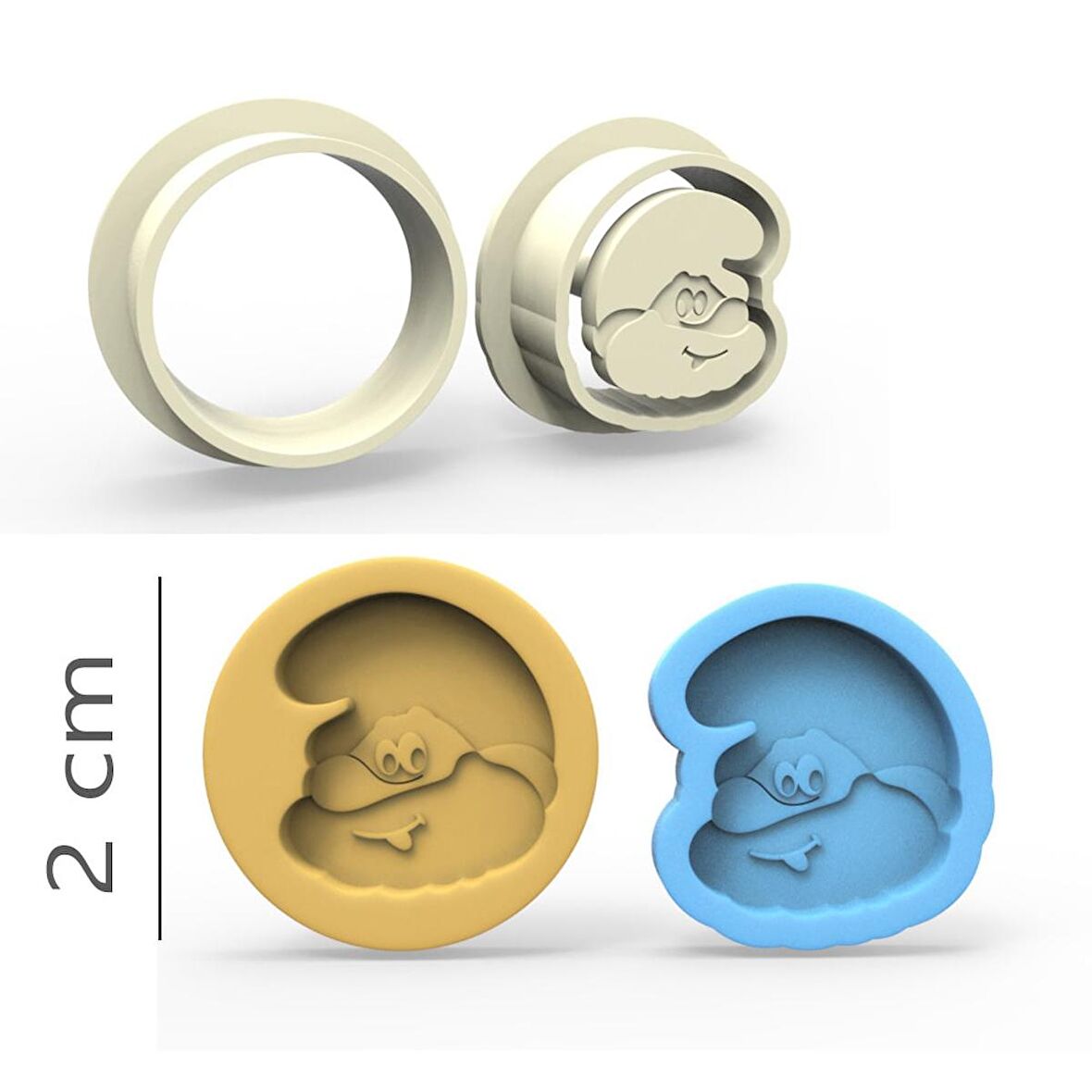 Şirin Baba Kurabiye, Bisküvi, Kolye Ucu, Mühür Kalıp Seti - 2 cm