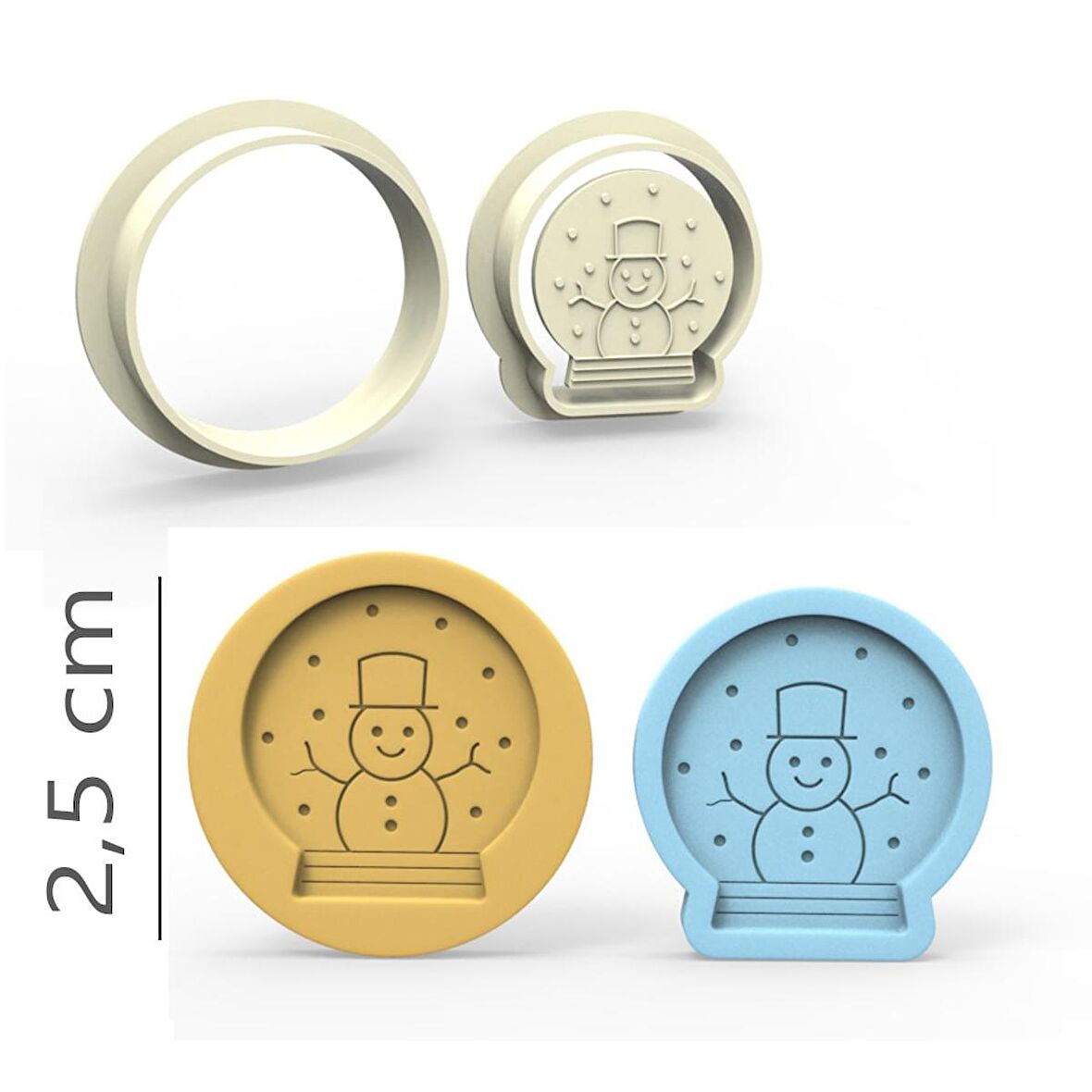 Kar Küresi Kurabiye, Bisküvi, Kolye Ucu, Mühür Kalıp Seti - 2,5 cm