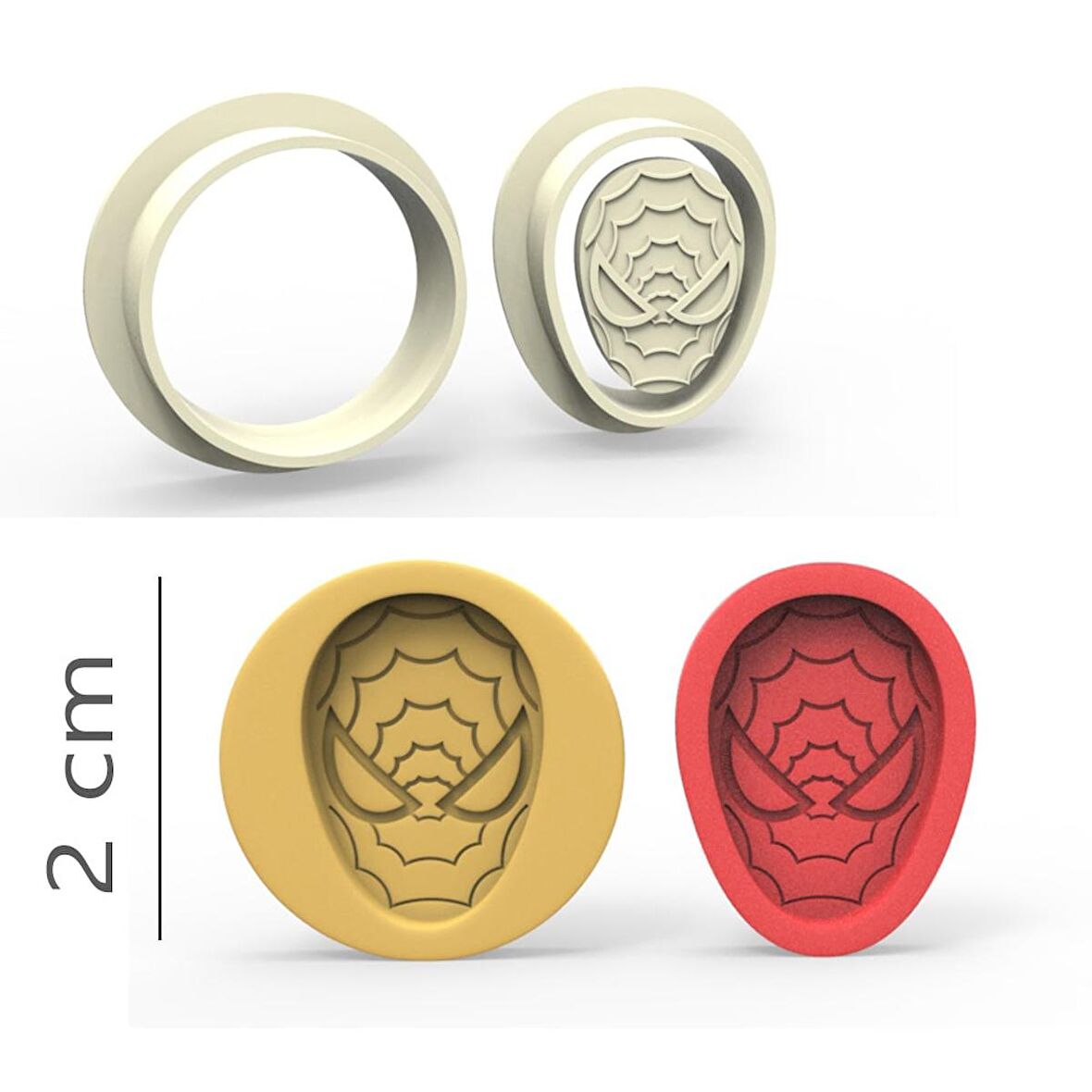 Örümcek Adam Kurabiye, Bisküvi, Kolye Ucu, Mühür Kalıp Seti - 2 cm