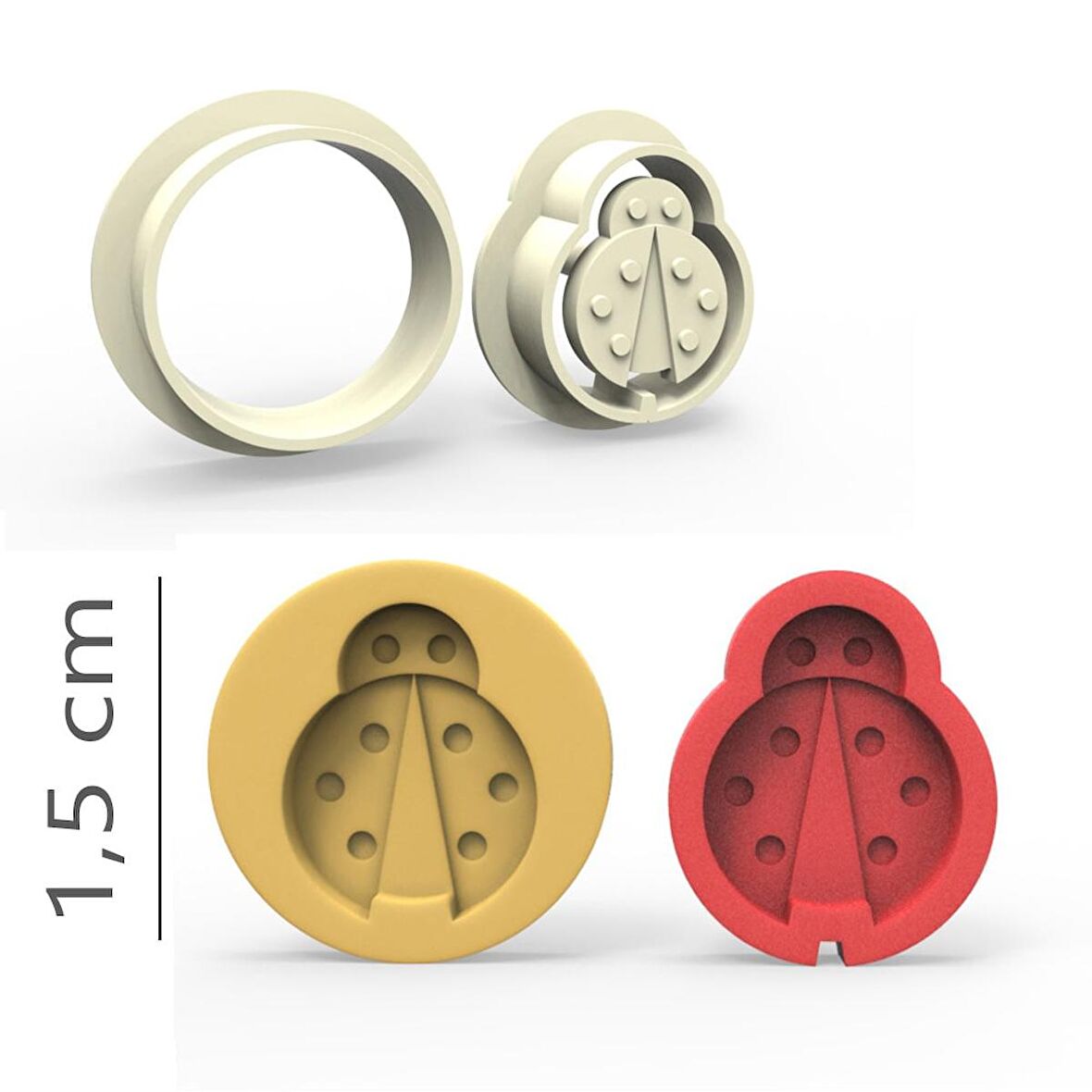 Uğur Böceği Kurabiye, Bisküvi, Kolye Ucu, Mühür Kalıp Seti - 1,5 cm