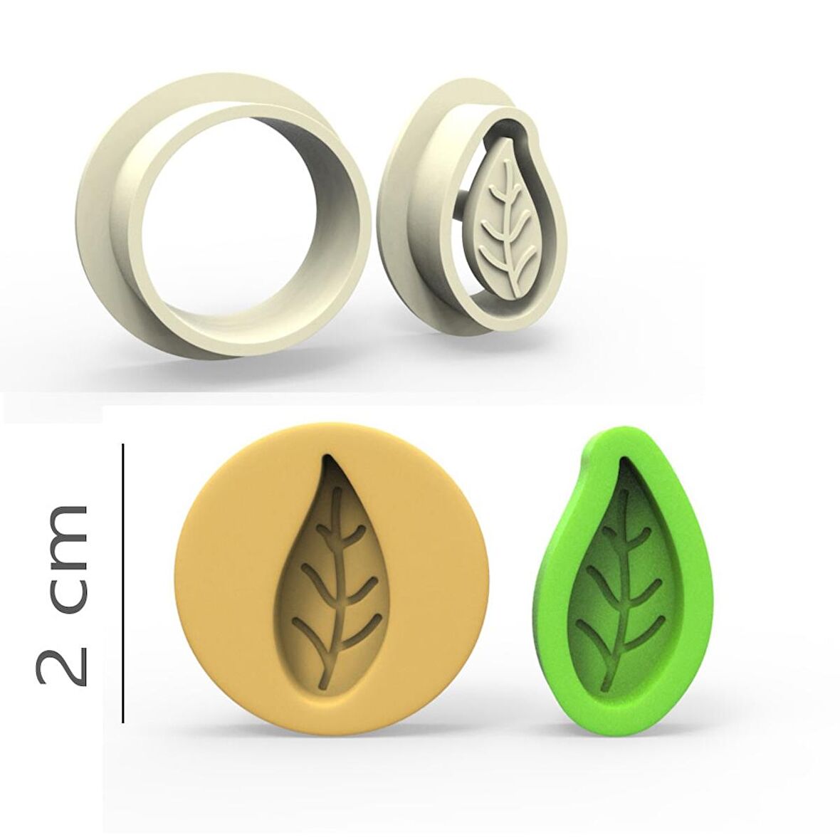 Yaprak İnce Kurabiye, Bisküvi, Kolye Ucu, Mühür Kalıp Seti - 2 cm