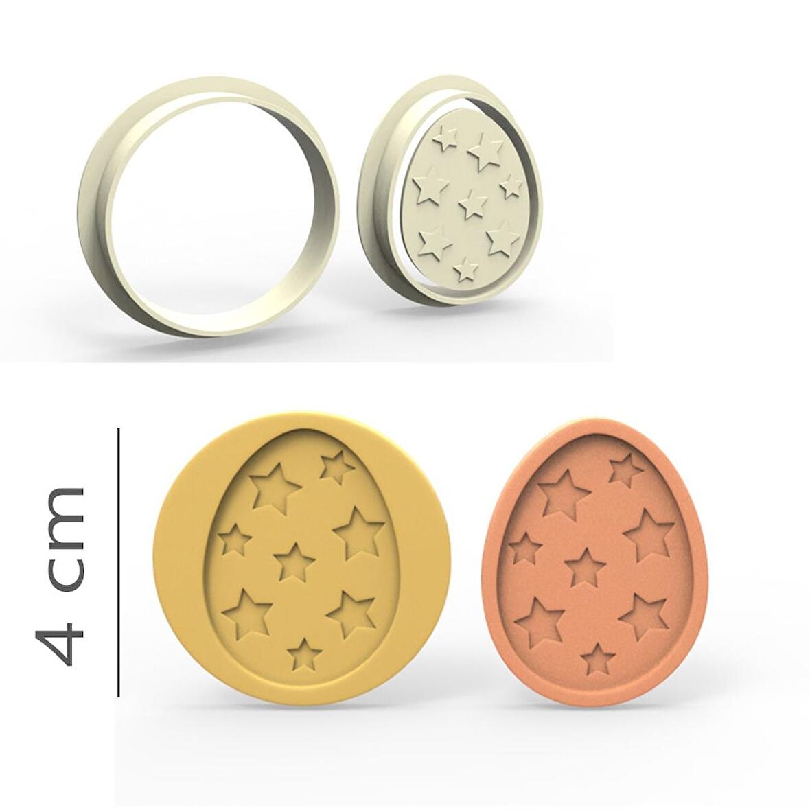 Yumurta Kurabiye, Bisküvi, Kolye Ucu, Mühür Kalıp Seti - 4 cm