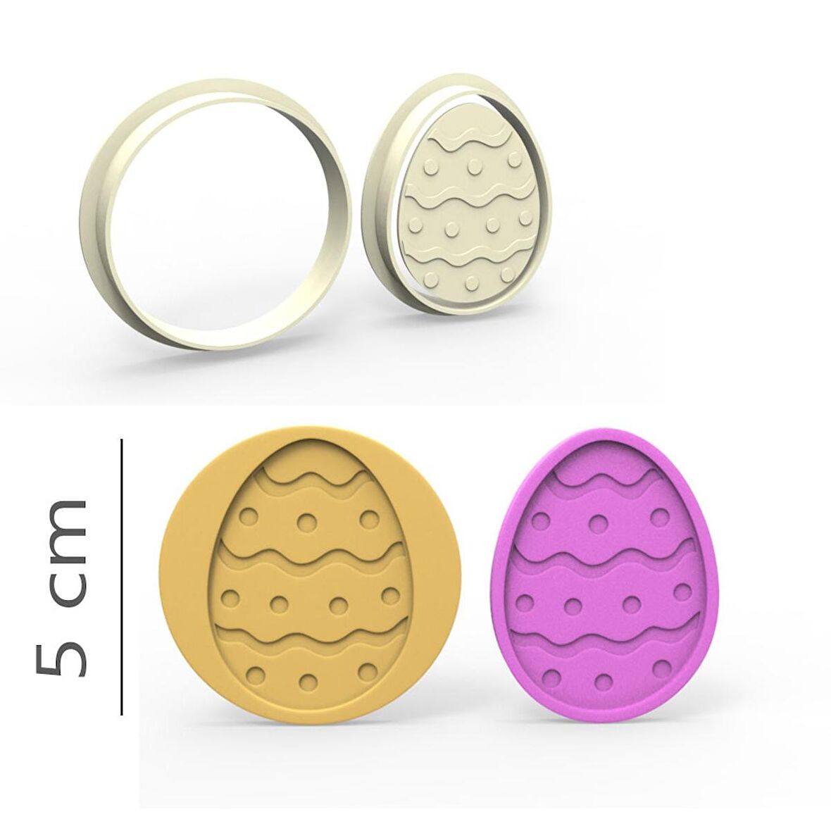 Yumurta Kurabiye, Bisküvi, Kolye Ucu, Mühür Kalıp Seti - 5 cm