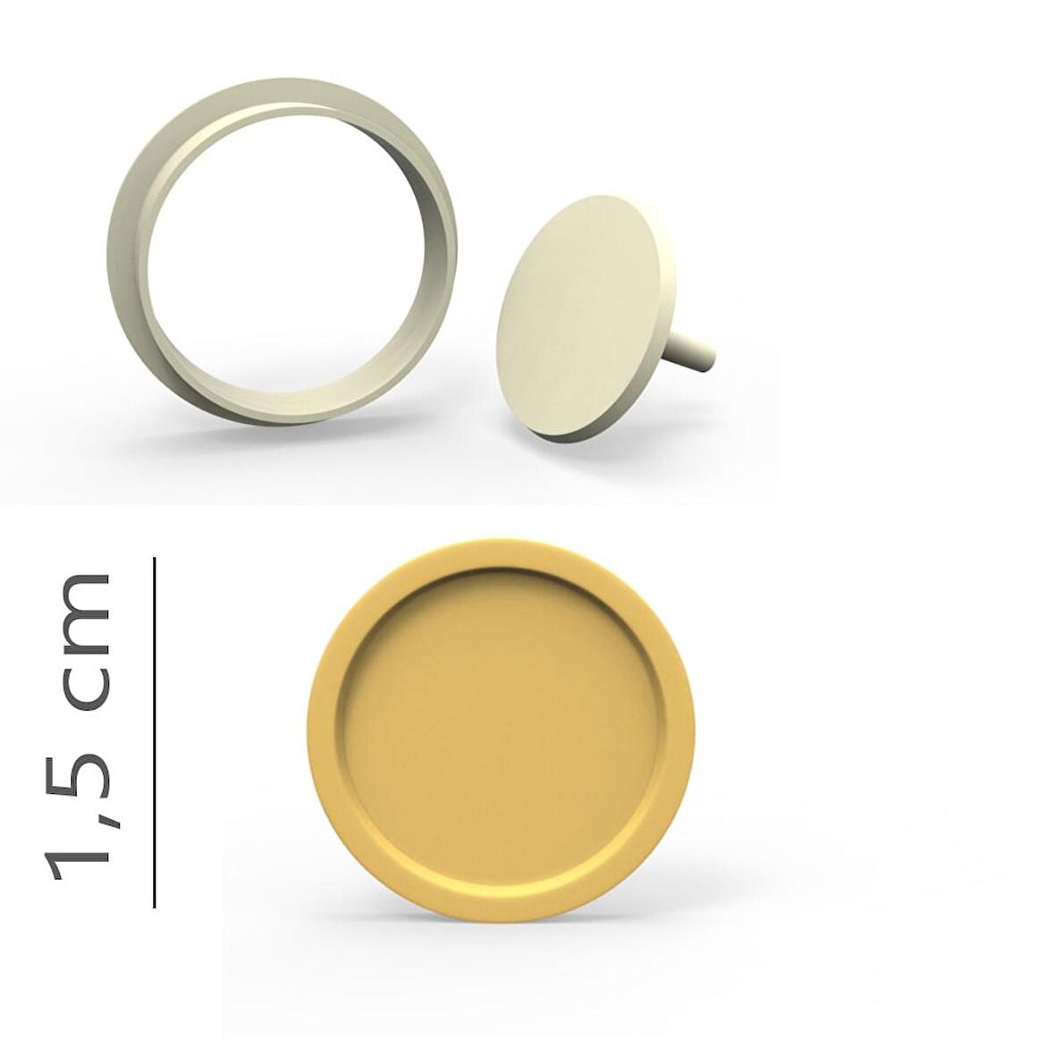 Yuvarlak Kurabiye, Bisküvi, Kolye Ucu, Mühür Kalıp Seti - 1,5 cm