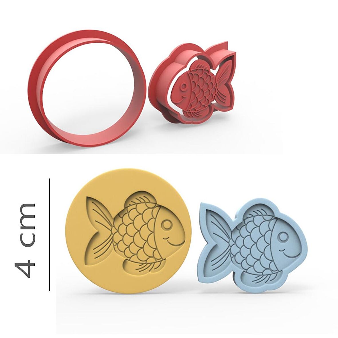 Balık - Kurabiye, Bisküvi, Kolye Ucu Kalıp Seti - 4 cm