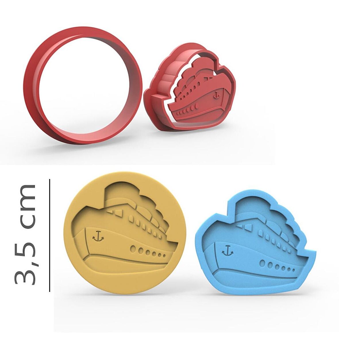 Gemi - Kurabiye, Bisküvi, Kolye Ucu Kalıp Seti - 3,5 cm
