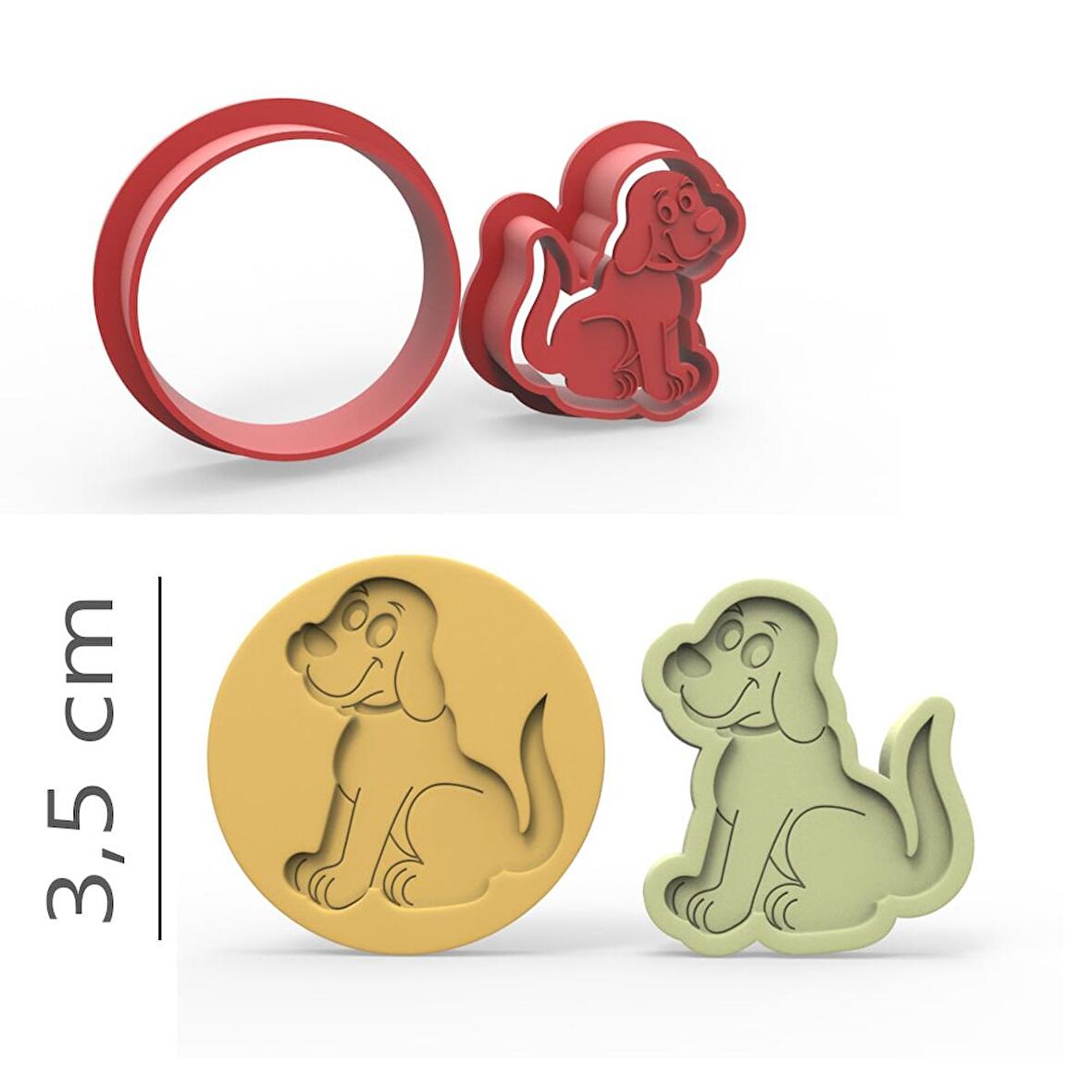 Sevimli Köpek - Kurabiye, Bisküvi, Kolye Ucu Kalıp Seti - 3,5 cm