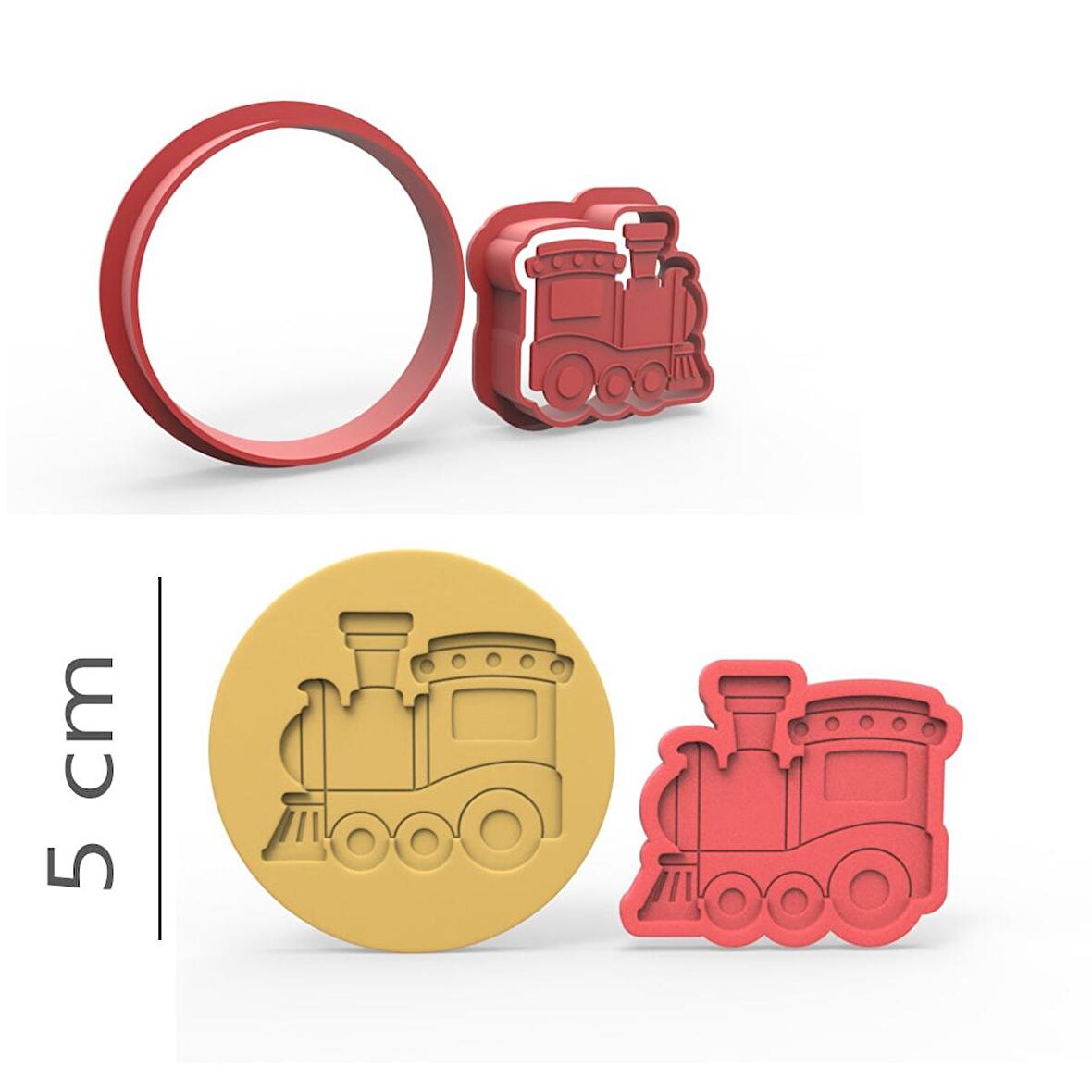 Tren - Kurabiye, Bisküvi, Kolye Ucu Kalıp Seti - 5 cm
