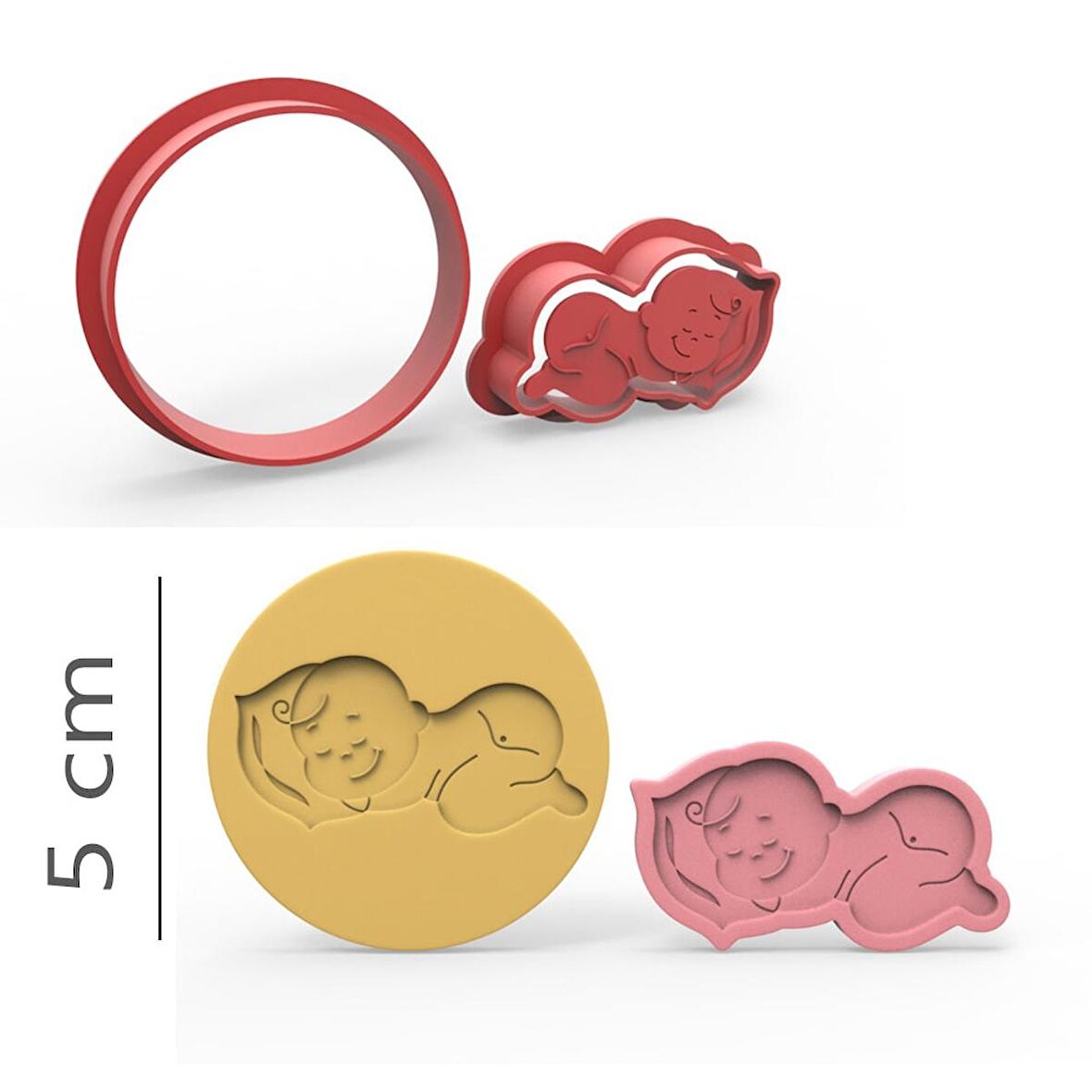 Bebek - Kurabiye, Bisküvi, Kolye Ucu Kalıp Seti - 5 cm