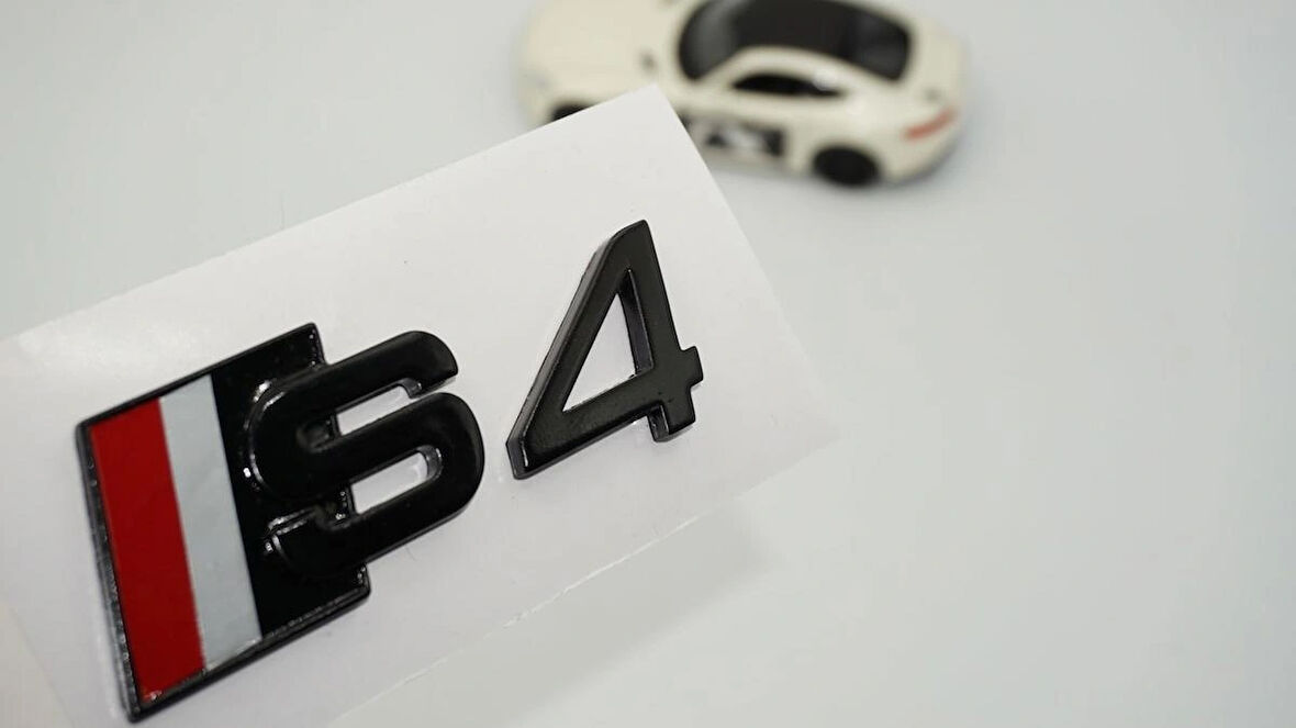 DK Tuning S4 Siyah Gri Kırmızı Bagaj Logo Audi İle Uyumlu