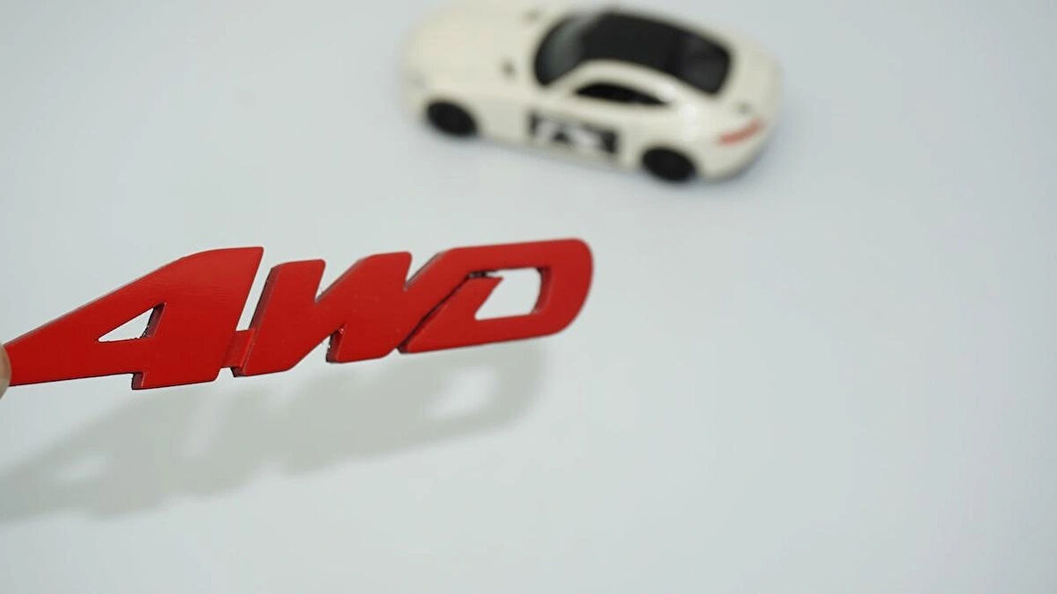 DK Tuning Arazi Off Road 4WD Kırmızı ABS Yazı Logo Amblem
