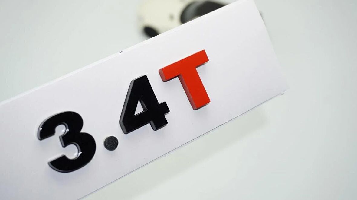 DK Tuning 3.4T Bagaj Siyah Kırmızı Yazı Logo Volkswagen İle Uyumlu