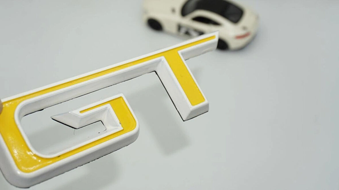 DK Tuning Mustang GT Bagaj Sarı Beyaz Logo Arma Ford İle Uyumlu