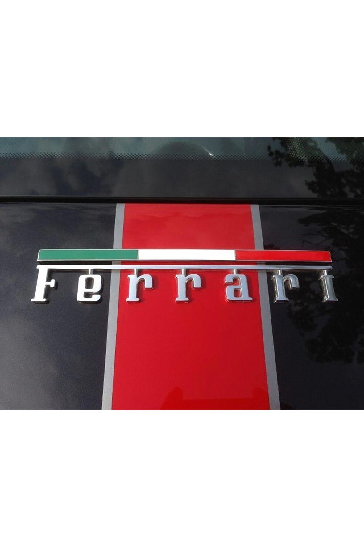 DK Ferrari İtalyan Bayrağı Bagaj 3M 3D Krom Metal Body Rozet Amblem