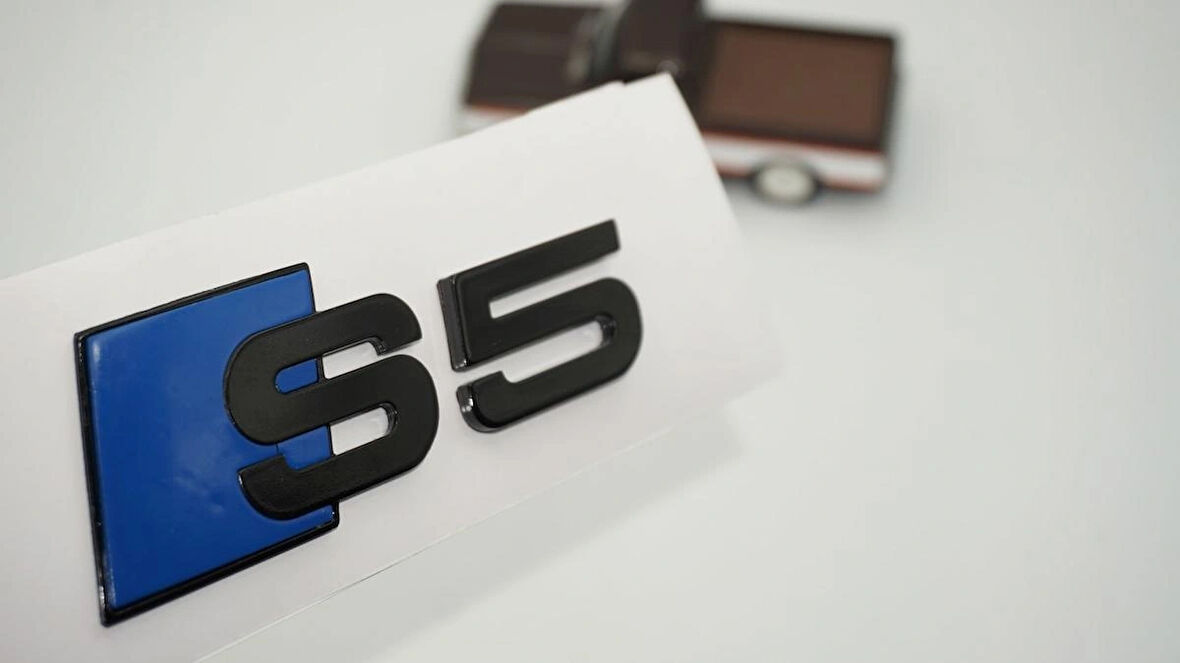 DK Tuning S5 Bagaj Siyah Mavi Yazı Logo Audi İle Uyumlu